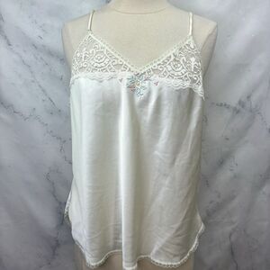 Vintage 70s Body Lites Sleep camisole top lace Danty Embroidery Lolita 38 L Love